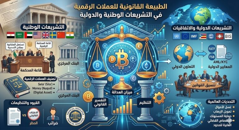 الطبيعة القانونية للعملات الرقمية في التشريعات الوطنية والدولية